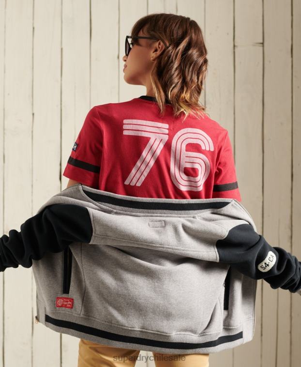 mujer Superdry rojo camiseta colegial de la liga de hiedra 2R68Z2850
