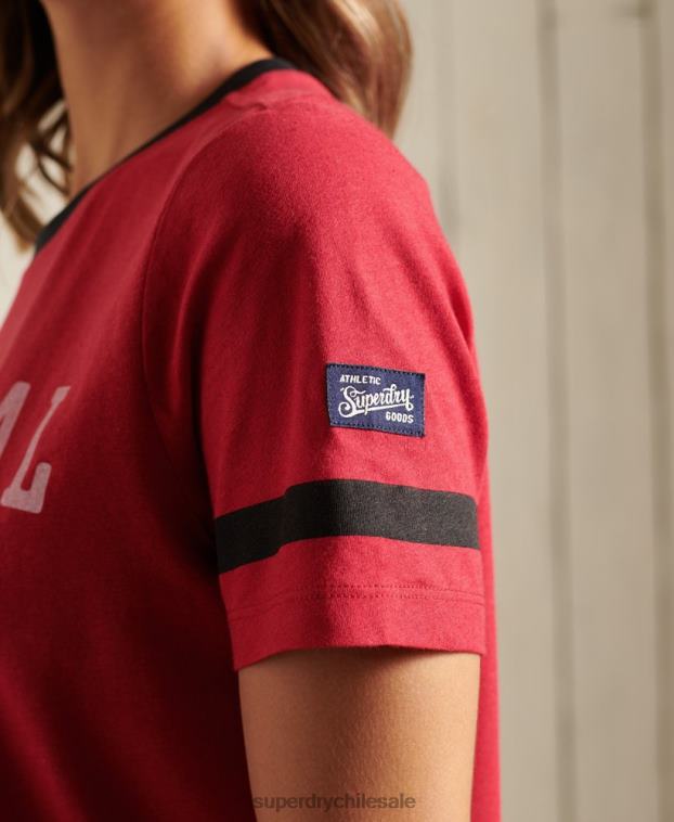 mujer Superdry rojo camiseta colegial de la liga de hiedra 2R68Z2850