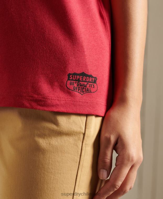 mujer Superdry rojo camiseta colegial de la liga de hiedra 2R68Z2850