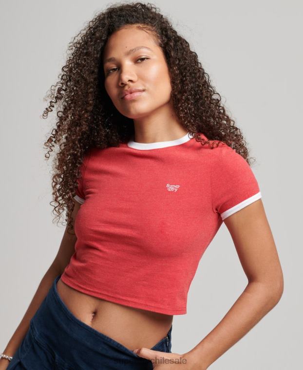 mujer Superdry rojo camiseta corta de algodón orgánico 2R68Z2221