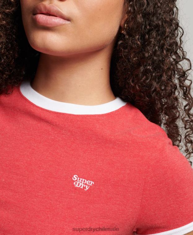 mujer Superdry rojo camiseta corta de algodón orgánico 2R68Z2221