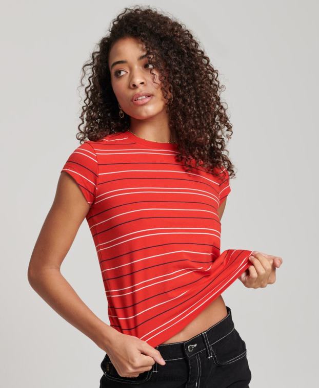 mujer Superdry rojo camiseta corta vintage 2R68Z6195
