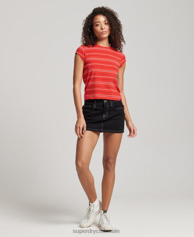 mujer Superdry rojo camiseta corta vintage 2R68Z6195