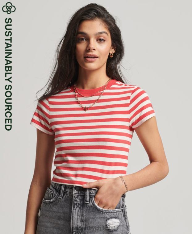 mujer Superdry rojo camiseta corta vintage de algodón orgánico 2R68Z6235