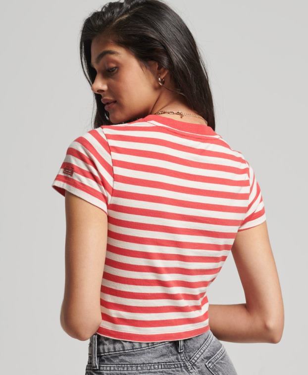mujer Superdry rojo camiseta corta vintage de algodón orgánico 2R68Z6235