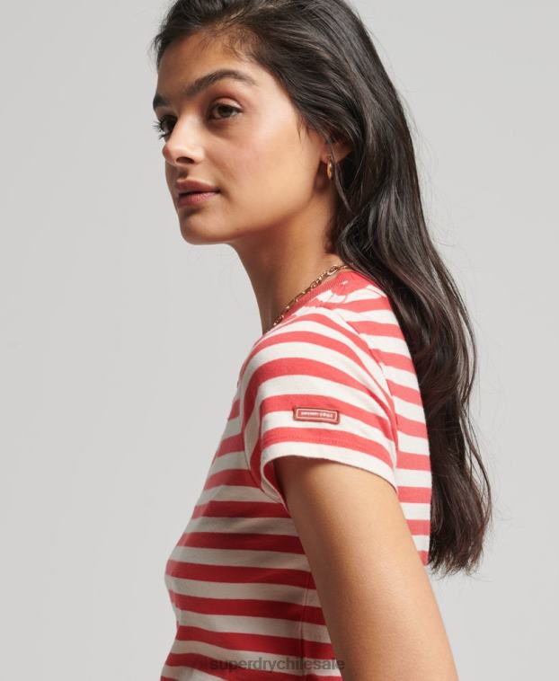 mujer Superdry rojo camiseta corta vintage de algodón orgánico 2R68Z6235