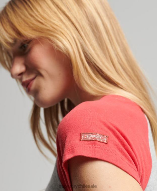 mujer Superdry rojo camiseta de béisbol vintage de algodón orgánico 2R68Z6231