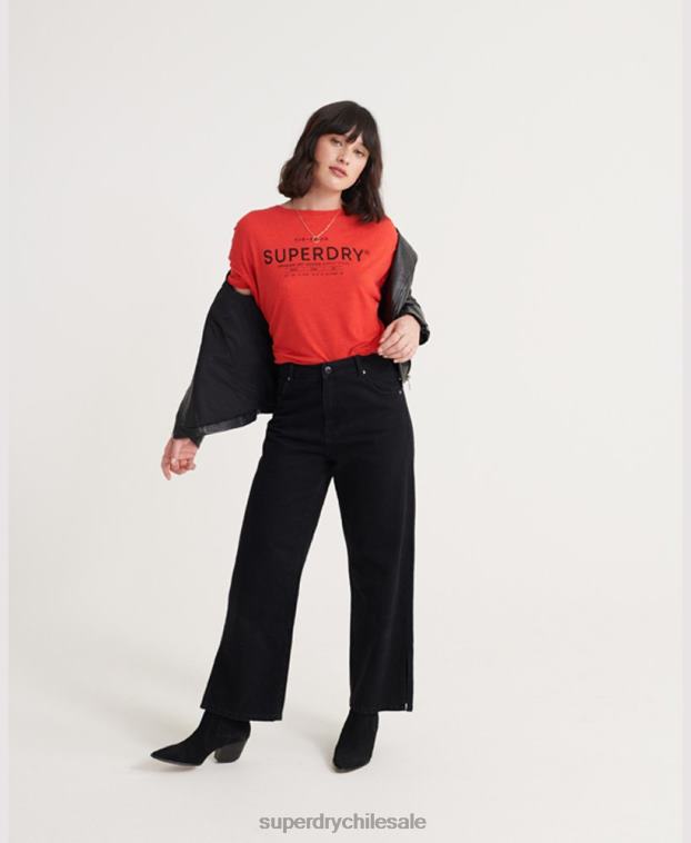 mujer Superdry rojo camiseta de lino del desierto 2R68Z6765