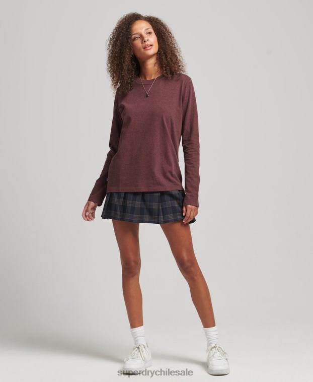 mujer Superdry rojo camiseta de manga larga con logo esencial de algodón orgánico 2R68Z3061