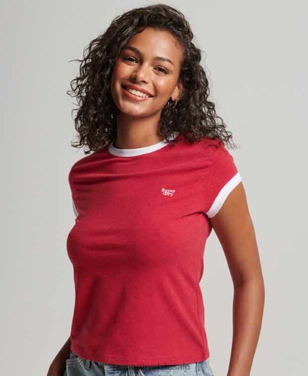 mujer Superdry rojo camiseta de timbre 2R68Z2674