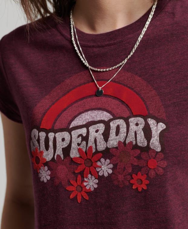 mujer Superdry rojo camiseta pitillo vintage años 70 2R68Z2626
