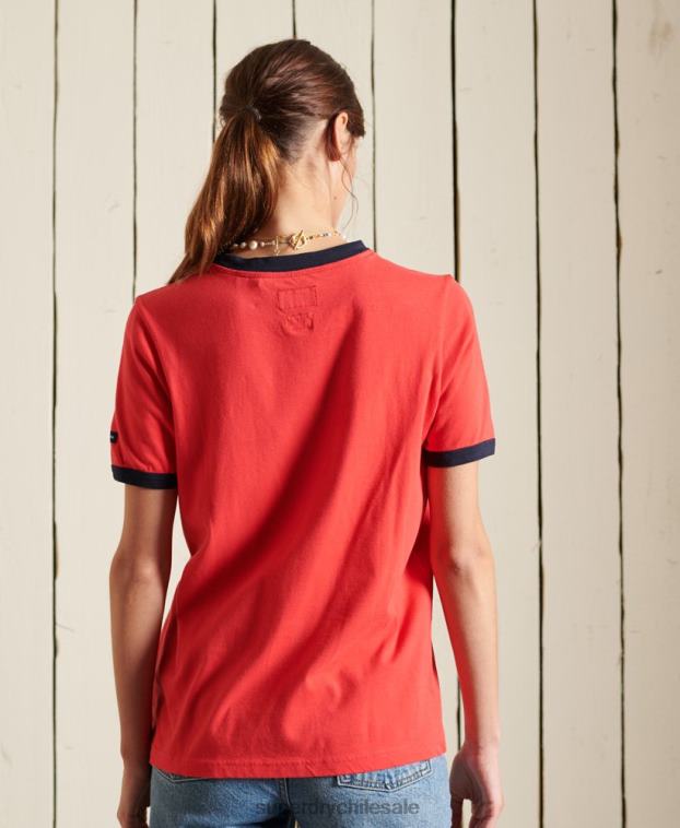 mujer Superdry rojo camiseta universitaria estilo script 2R68Z2857