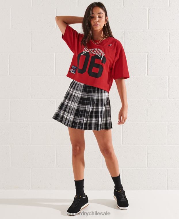 mujer Superdry rojo playera boxy con arco universitario 2R68Z2814