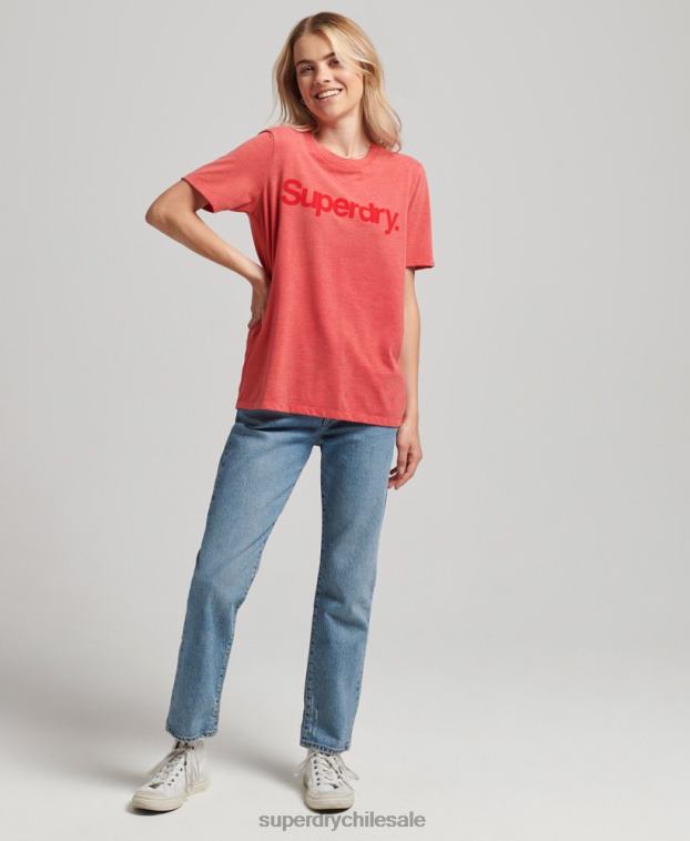 mujer Superdry rojo playera con logo central de los 80 2R68Z2669