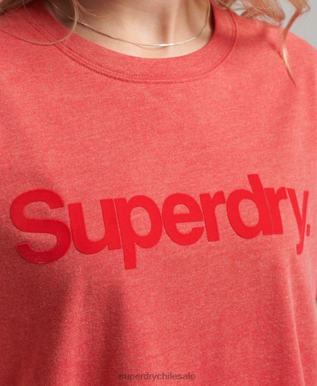 mujer Superdry rojo playera con logo central de los 80 2R68Z2669