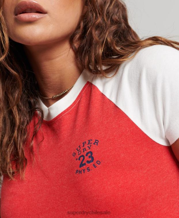 mujer Superdry rojo playera corta con estampado universitario 2R68Z6214