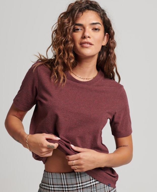 mujer Superdry rojo playera de algodón orgánico con logo esencial 2R68Z6288