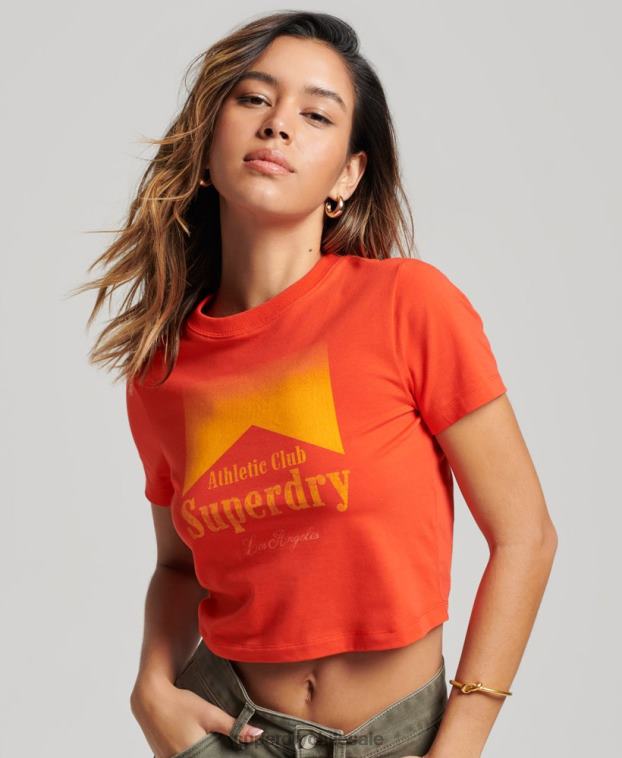 mujer Superdry rojo playera pequeña con gráfico 2R68Z2214