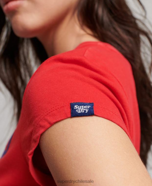 mujer Superdry rojo rollo vintage con eso camiseta 2R68Z2649