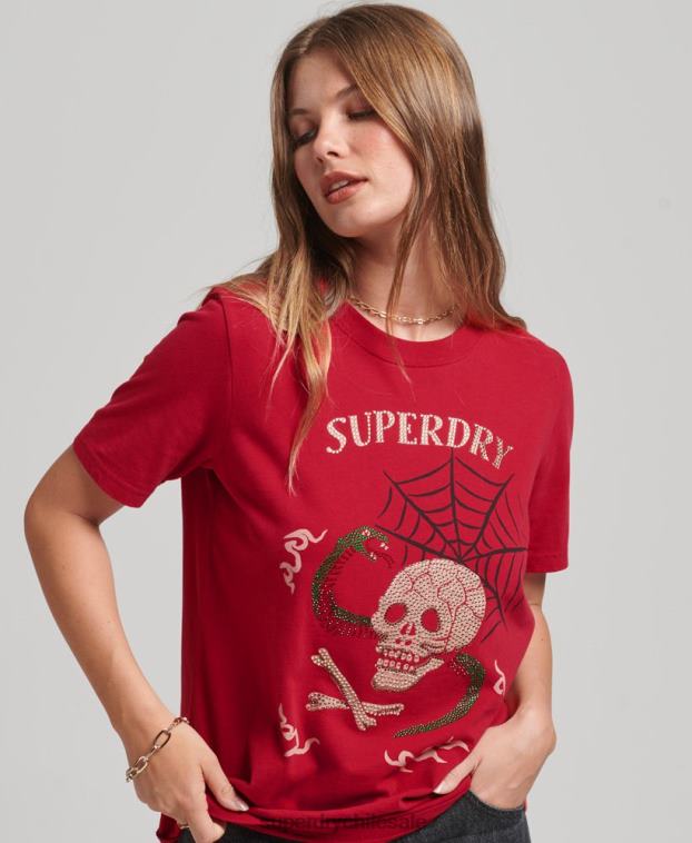 mujer Superdry rojo suika camiseta gráfica 2R68Z2798