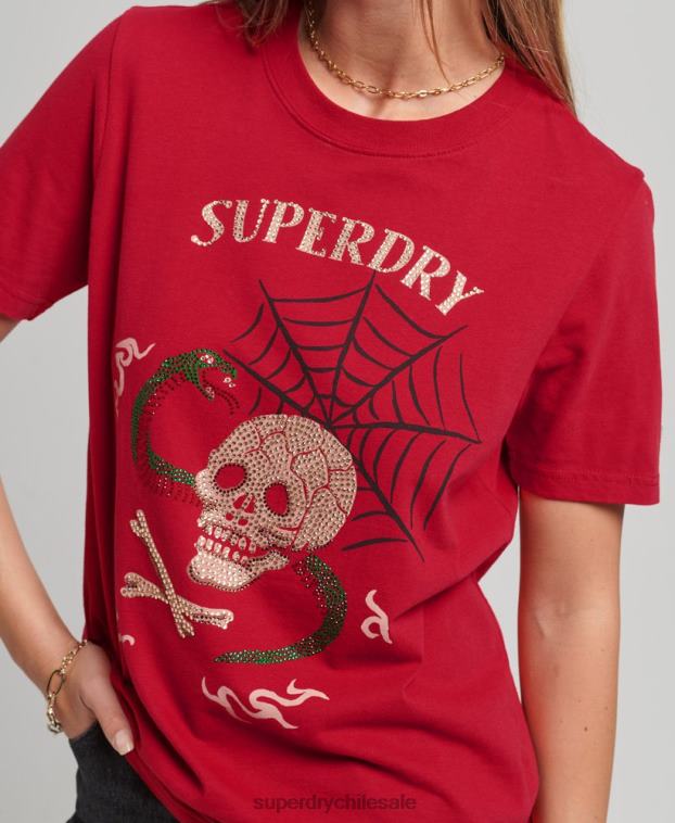 mujer Superdry rojo suika camiseta gráfica 2R68Z2798