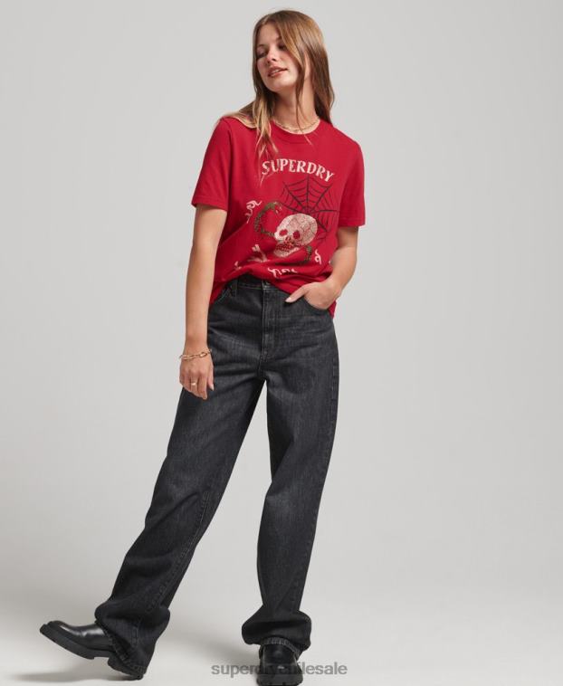 mujer Superdry rojo suika camiseta gráfica 2R68Z2798