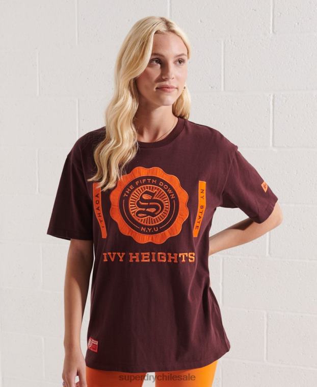 mujer Superdry rojo universidad camiseta gráfica 2R68Z2741