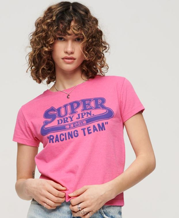 mujer Superdry rosa archivo neón camiseta gráfica 2R68Z2636