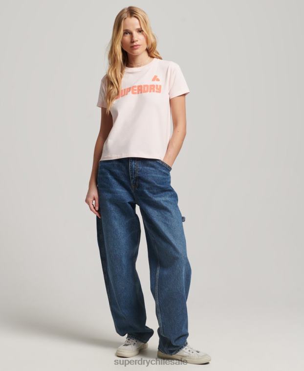 mujer Superdry rosa camiseta con gráfico de los 90 2R68Z2655