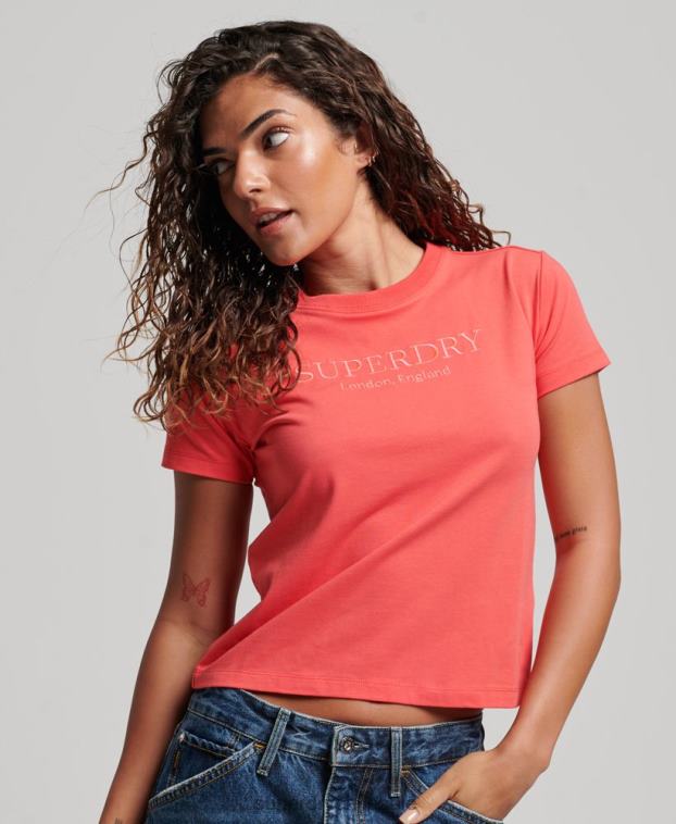 mujer Superdry rosa camiseta con gráfico de los 90 2R68Z2685