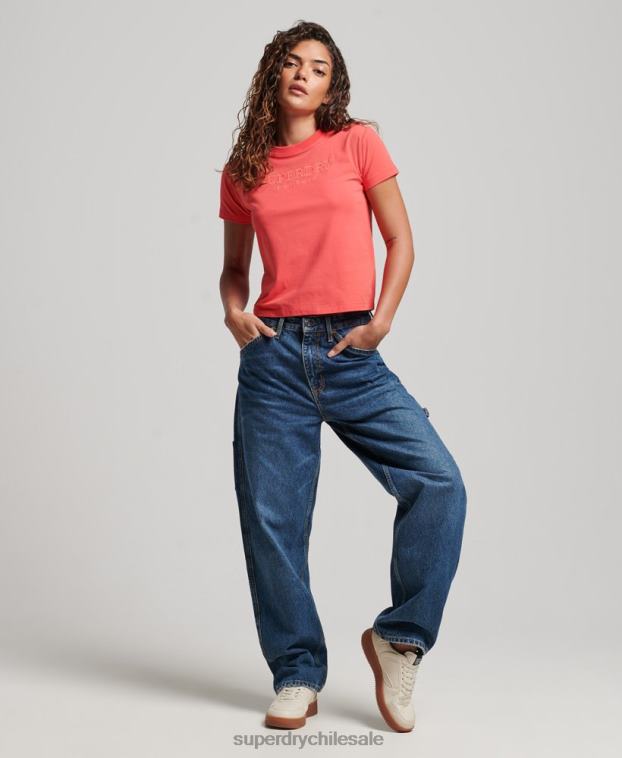mujer Superdry rosa camiseta con gráfico de los 90 2R68Z2685