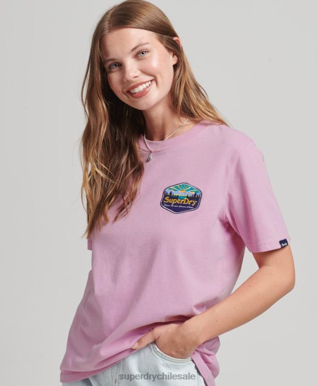 mujer Superdry rosa camiseta de viaje 2R68Z6192