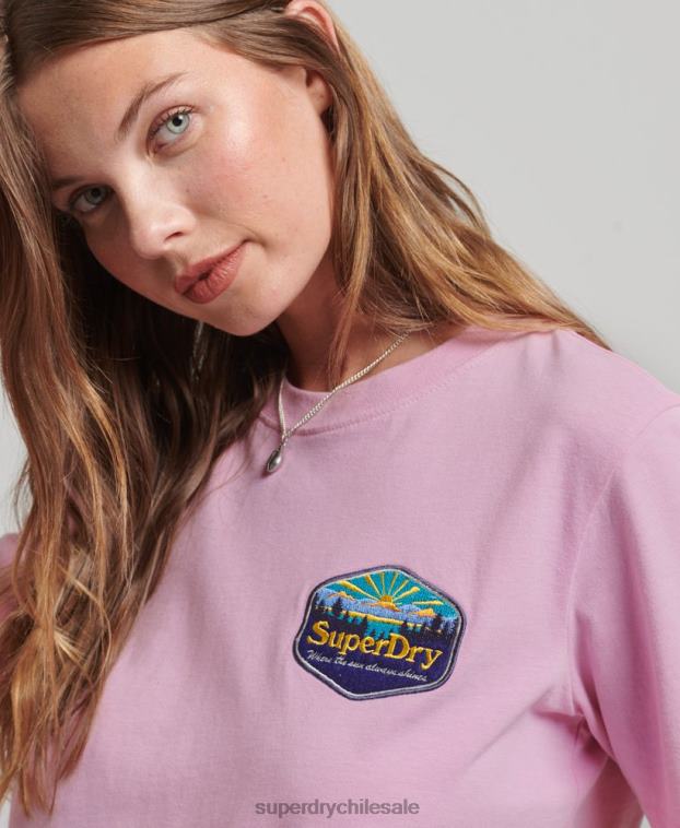 mujer Superdry rosa camiseta de viaje 2R68Z6192