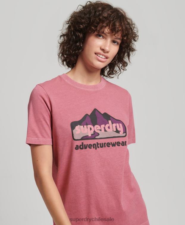mujer Superdry rosa camiseta gráfica terreno de los 90 2R68Z6210
