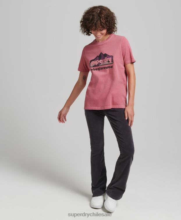 mujer Superdry rosa camiseta gráfica terreno de los 90 2R68Z6210