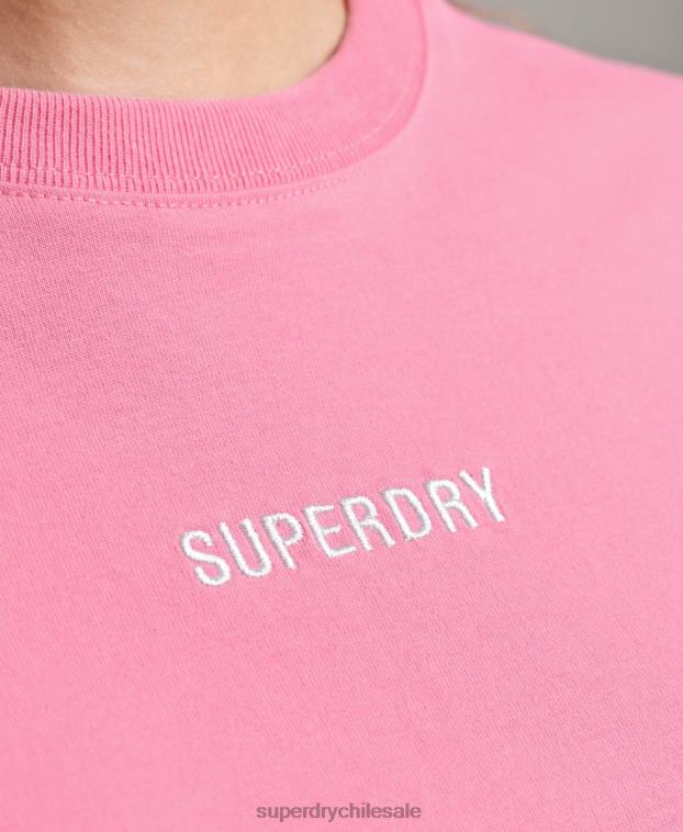mujer Superdry rosa playera boxy con micro logo bordado 2R68Z6227