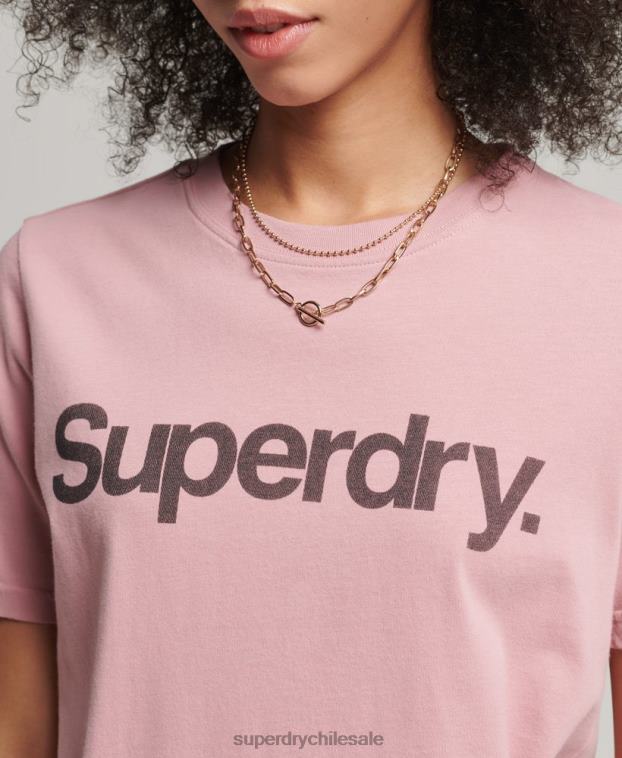 mujer Superdry rosa playera con logo central 2R68Z6242