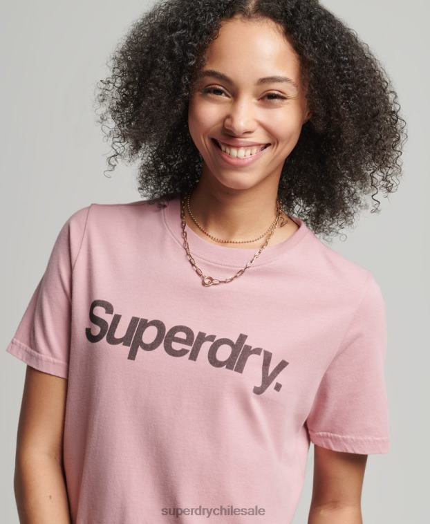 mujer Superdry rosa playera con logo central 2R68Z6242