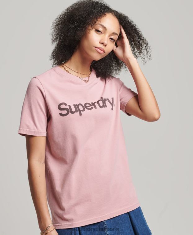 mujer Superdry rosa playera con logo central 2R68Z6242