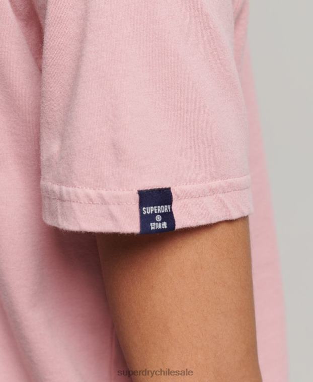 mujer Superdry rosa playera con logo central 2R68Z6242