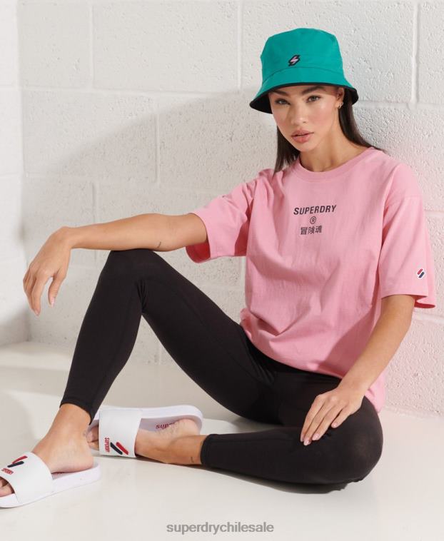 mujer Superdry rosa playera con logo corporativo 2R68Z6278