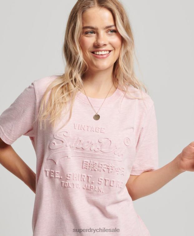 mujer Superdry rosa playera con logo en relieve 2R68Z2647
