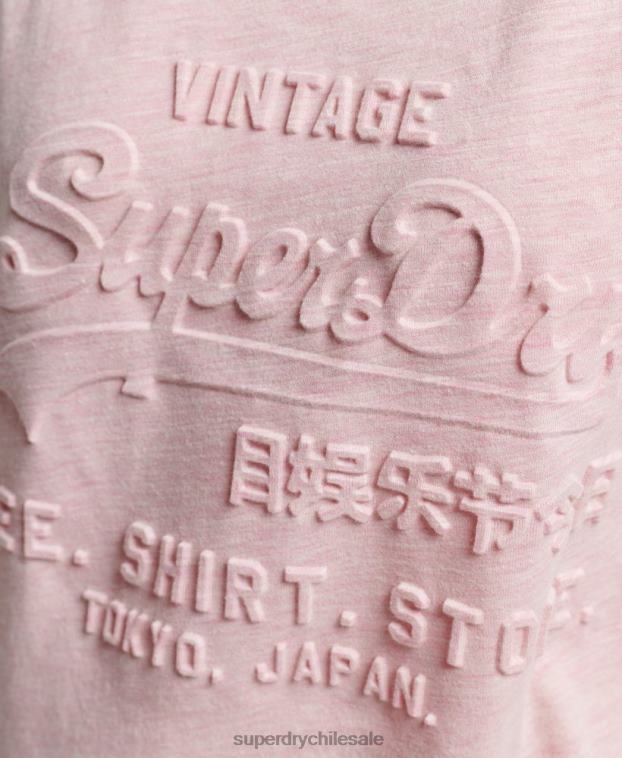 mujer Superdry rosa playera con logo en relieve 2R68Z2647