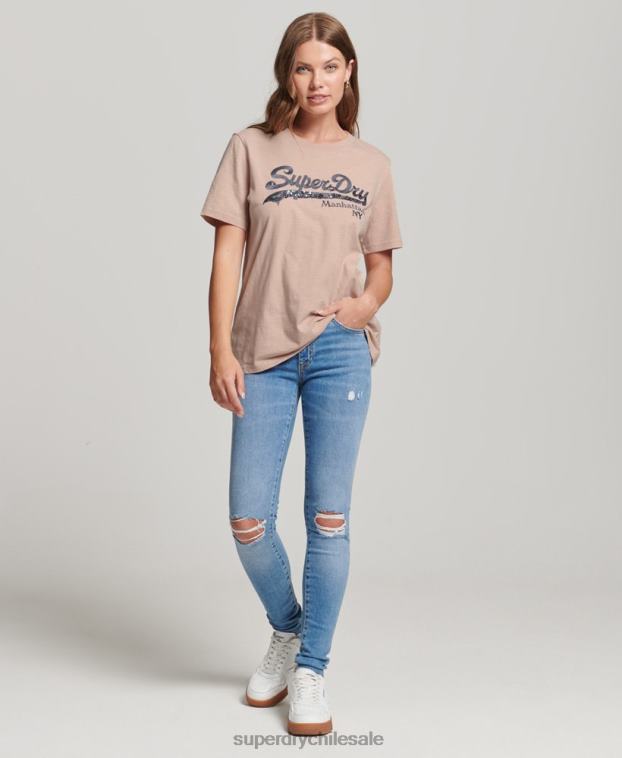 mujer Superdry rosa playera con logo gráfico adornado 2R68Z6205