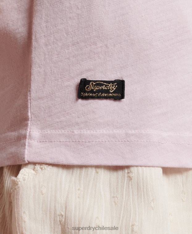 mujer Superdry rosa playera con logo vintage 2R68Z2879
