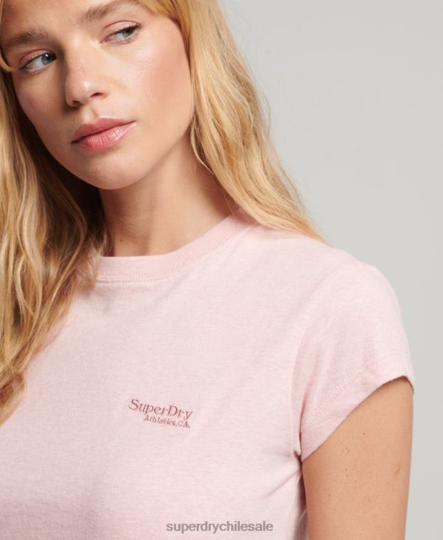 mujer Superdry rosa playera con manga japonesa y logo vintage 2R68Z2645