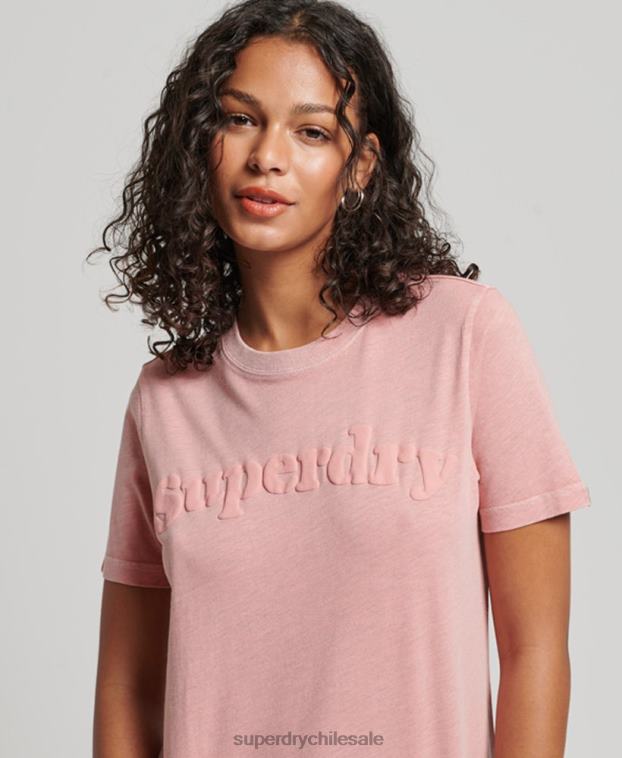 mujer Superdry rosa playera cooper con logo clásico de los años 70 2R68Z2307