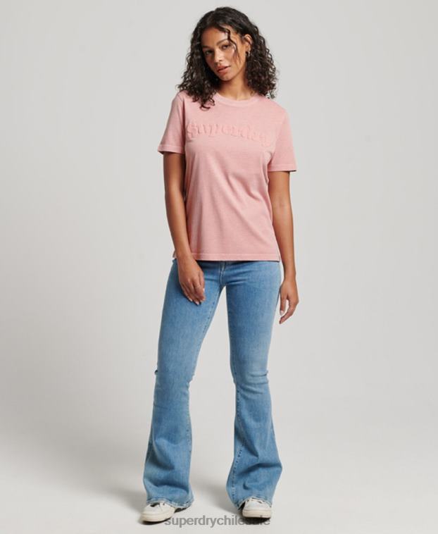 mujer Superdry rosa playera cooper con logo clásico de los años 70 2R68Z2307