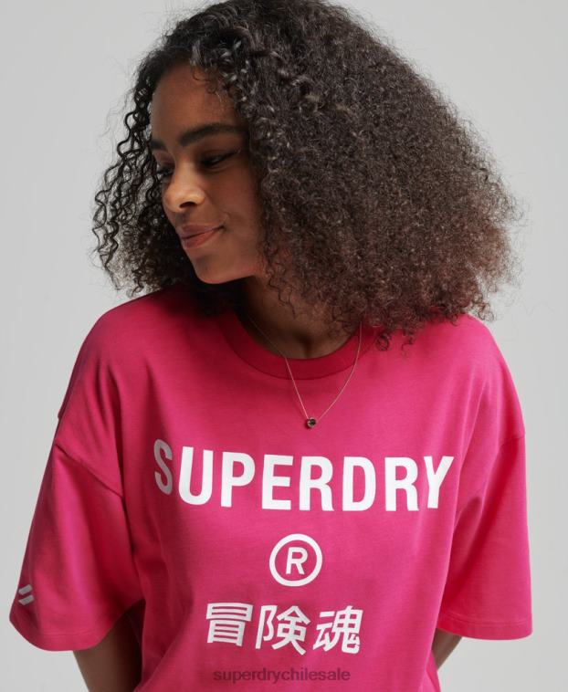 mujer Superdry rosa playera deportiva con logo 2R68Z2759