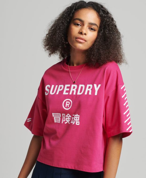 mujer Superdry rosa playera deportiva con logo 2R68Z2759